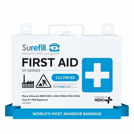 AERO HEALTHCARE Surefill 25 Ansi 2021 A+ First Aid Kit - Metal Case SF25AT